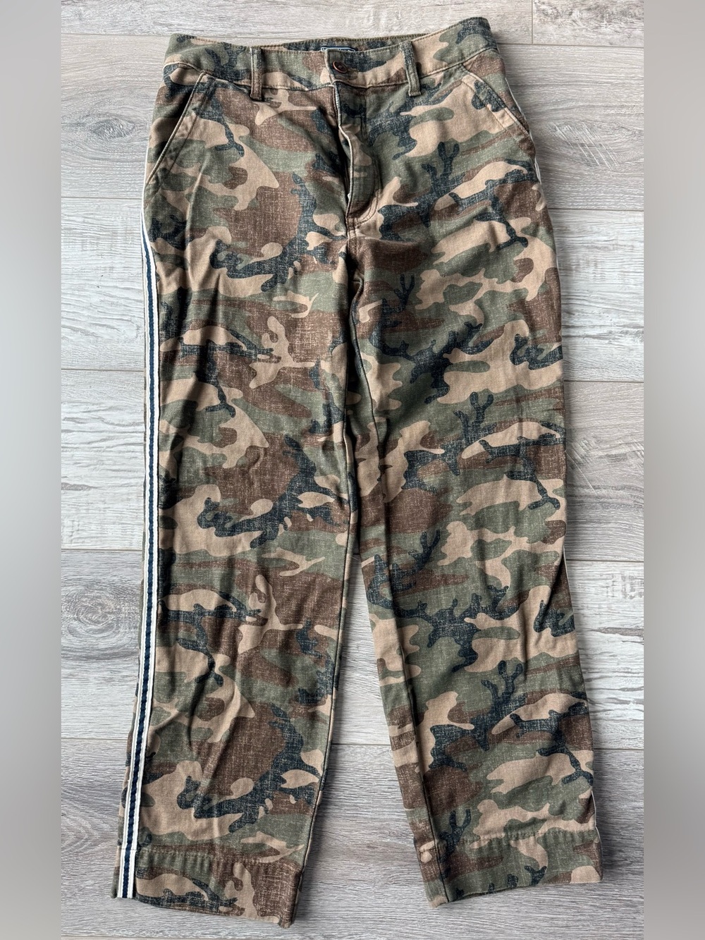 Abercrombie & Fitch Annie High Rise Camo Jeans Ankle Straight Side Stripe